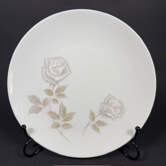Noritake Edenrose 4 Salad Plates Gray/Pink/White Roses VTG - Picture 2 of 14